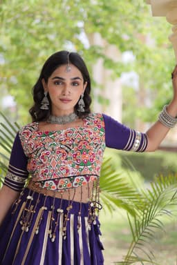 Purple 5 Meter Lehenga with Gota Patti & Gamthi Blouse