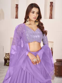 Lavender Purple Georgette Lehenga