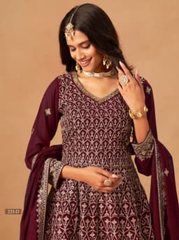 Wine Georgette Palazzo Suit