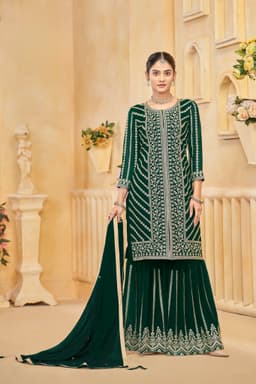 Bottle Green Sharara Suit