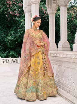 Yellow Bridal Lehenga Back View For Wedding