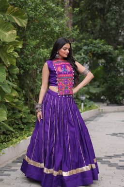 Royal Purple Gamthi Lehenga with Mirror Work for Navratri