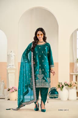 Teal Green Velvet Salwar Suit