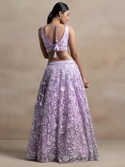Lavender Floral Sequin Lehenga for Wedding & Reception