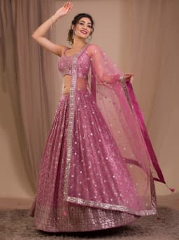 Dusty Rose Georgette Cocktail Designer Lehenga