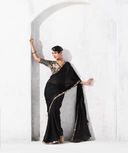 Classic Black Designer Organza Saree for Wedding & Party Wear