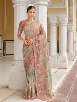 Pastel Pink Zari Silk Saree for Wedding Wear