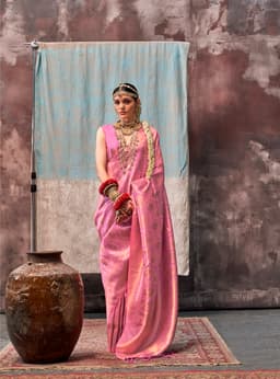 Hot Pink Two Tone Silk Saree | Indian Wedding Attire for Female Guests