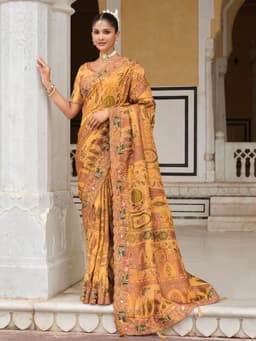 Position Print Silk Saree for Reception Wear