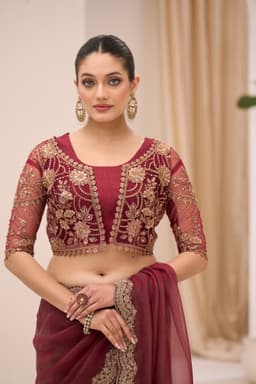 Dusty Mauve Tissue Georgette Party Wear Saree