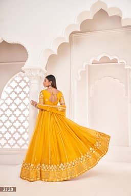 Mustard Yellow Net Designer Lehenga