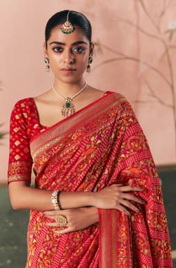Red Bandhej Festive Wear Georgette Saree