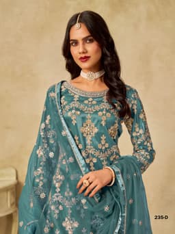 Sky Blue Net Palazzo Suit