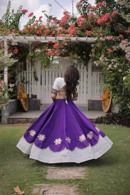 Purple Ivory Lotus Lehenga with Kutchi Gamthi Top