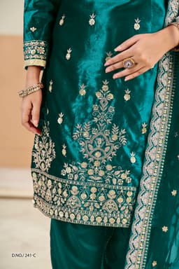 Teal Green Velvet Salwar Suit