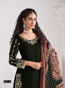 Black Roman Silk Patiala Suit