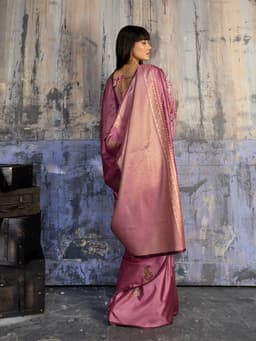 Mauve Pink Saree with Gold Woven Pallu