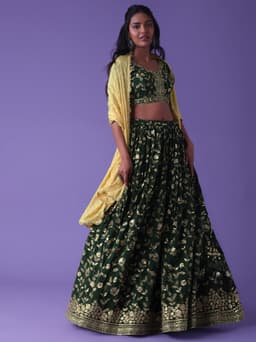 Dark Green Indian Lehenga Online