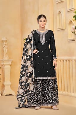 Black Roman Silk Palazzo Suit
