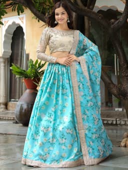 Sky Blue Indian Lehenga Outfits