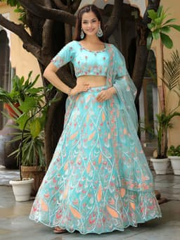 Sky Blue Indian Lehenga Outfits