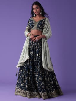 Navy Blue Georgette Lehenga Choli