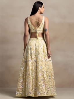 Pastel Yellow Sequin Lehenga for Wedding & Festive Wear