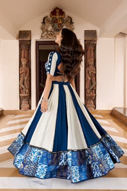 Navy Blue Printed Lehenga for Navratri & Garba Nights