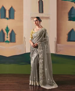 Ash Grey Wedding Saree Collection