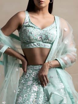 Mint Green Sequin Lehenga for Wedding & Festive Wear
