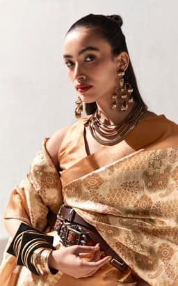 Copper Gold Art Silk Designer Saree