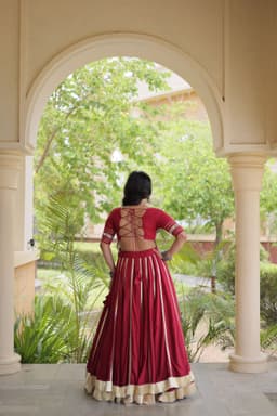 Maroon Double Ghera Lehenga for Navratri & Garba