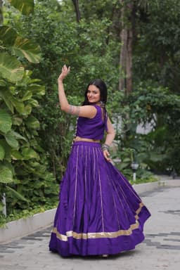 Royal Purple Gamthi Lehenga with Mirror Work for Navratri