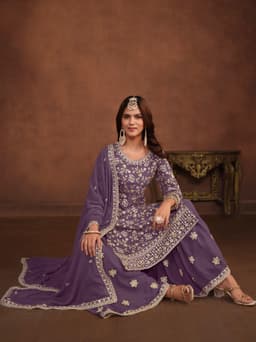 Lavender Georgette Designer Palazzo