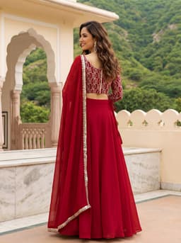 Ruby Red Georgette Lehenga