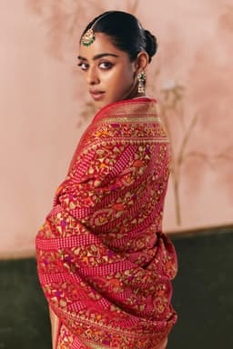 Red Bandhej Festive Wear Georgette Saree