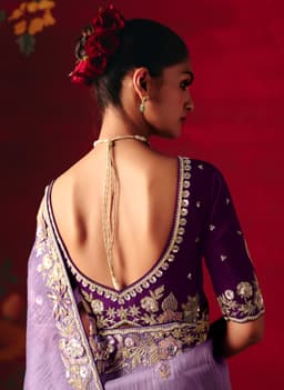 Lavender Designer Embroidered Saree