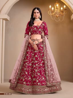 Rani Pink Art Silk Wedding Lehenga