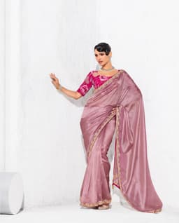 Dusty Rose Designer Organza Saree for Wedding & Reception Wear