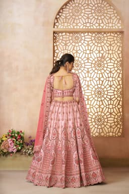 Blush Pink Silk Bridal Lehenga