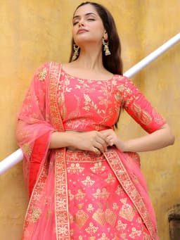Peach Silk Bridesmaid Lehenga Choli