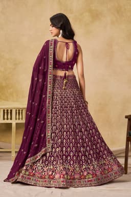 Maroon Georgette Embroidered Lehenga Choli