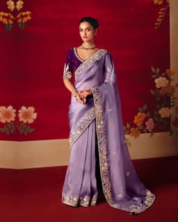 Lavender Designer Embroidered Saree