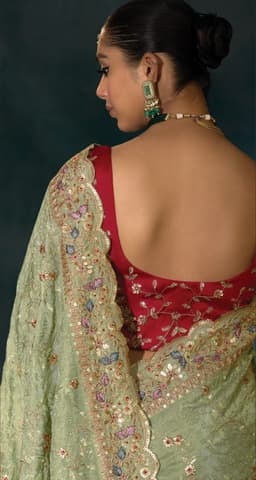 Pista Banarasi Jari Designer Bridal Saree