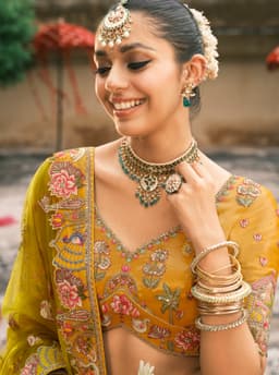 Mustard Yellow Silk Designer Bridal Lehenga Choli