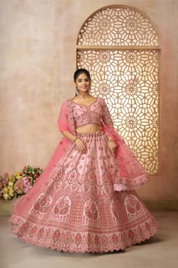 Blush Pink Silk Bridal Lehenga