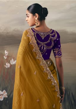 Mustard Yellow Tissue Zari Artisan Embroidered Saree