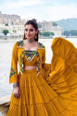Mustard Gamthi Lehenga for Navratri, Garba & Festive Wear