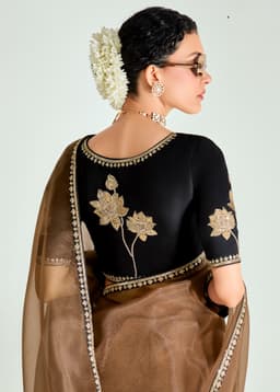 Black Designer  Organza Saree for Party Wear