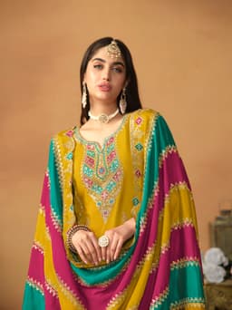 Mustard Pakistani Silk Suit